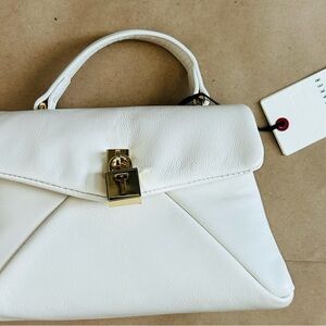Ted Baker London White Satchel with Elegant Gold Accents